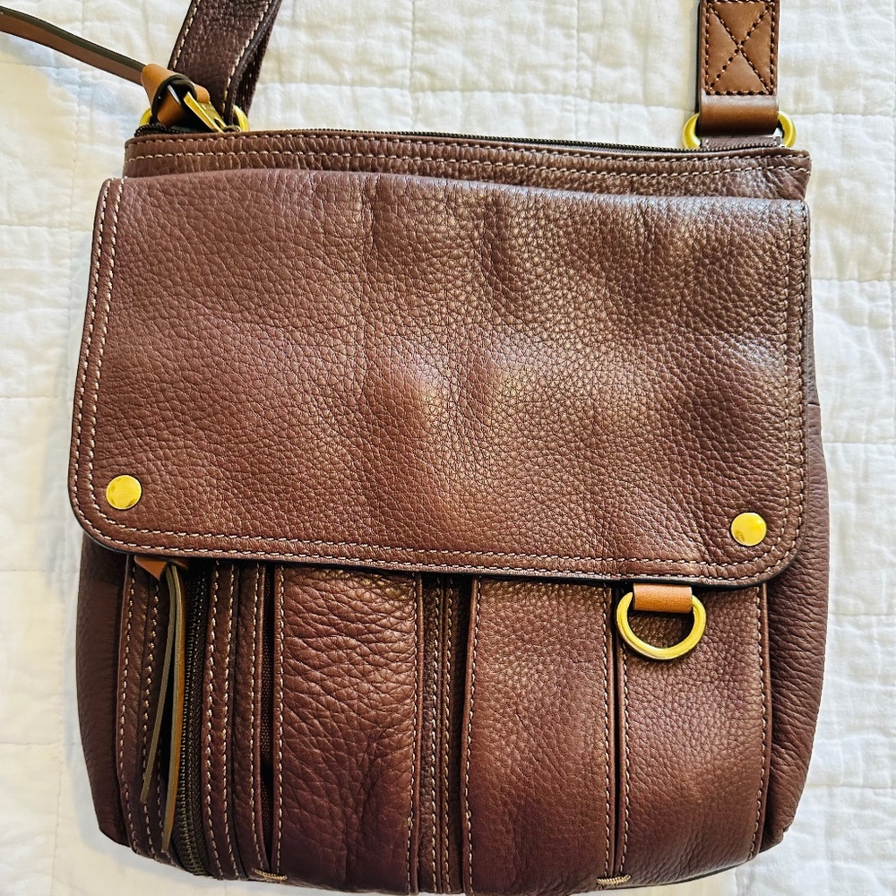 Fossil Morgan Brown Leather Crossbody Bag
